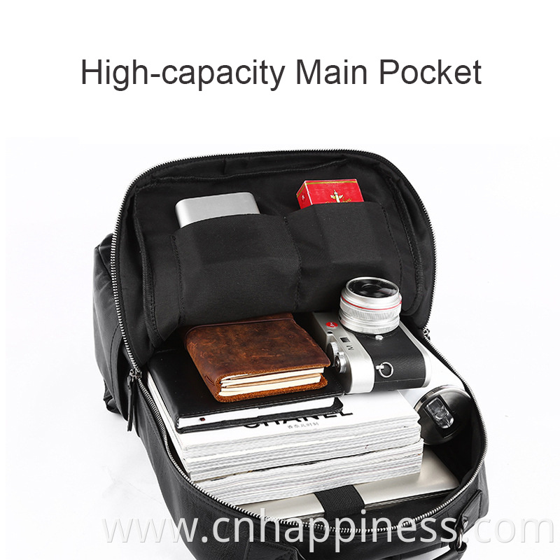 2022 High Quality Travel Black Sink Business Boy Book Bags School Custom Stylish Korea PU Leather Luxury Laptop Backpack Men